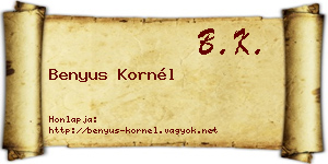 Benyus Kornél névjegykártya