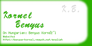 kornel benyus business card